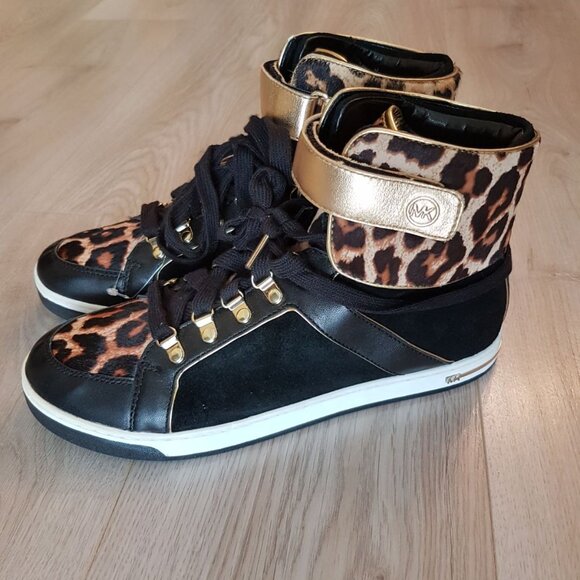 High top sneakers - black and leopard print - Michael Kors - Size 11 - Picture 2 of 10